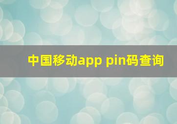 中国移动app pin码查询